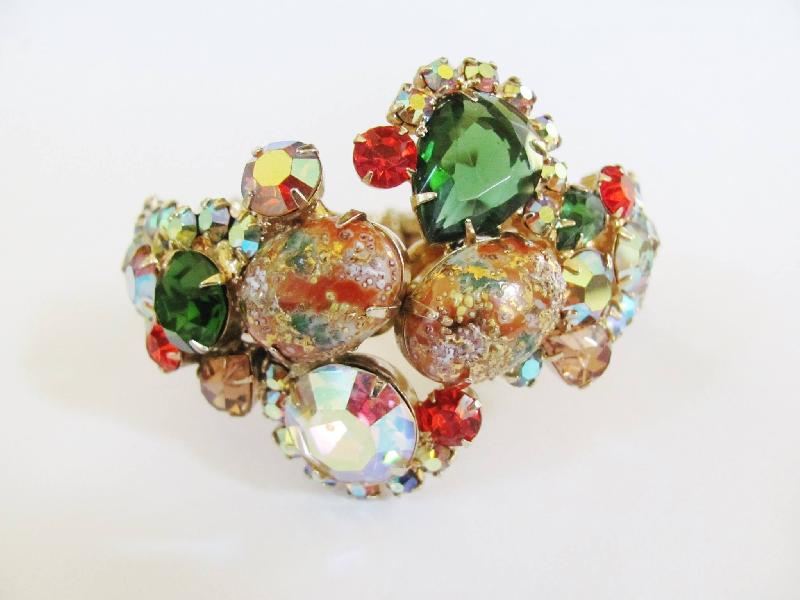 Front view of Multiple Colors Cabochons Painted (hand/Transfer) Bracelet Clamper