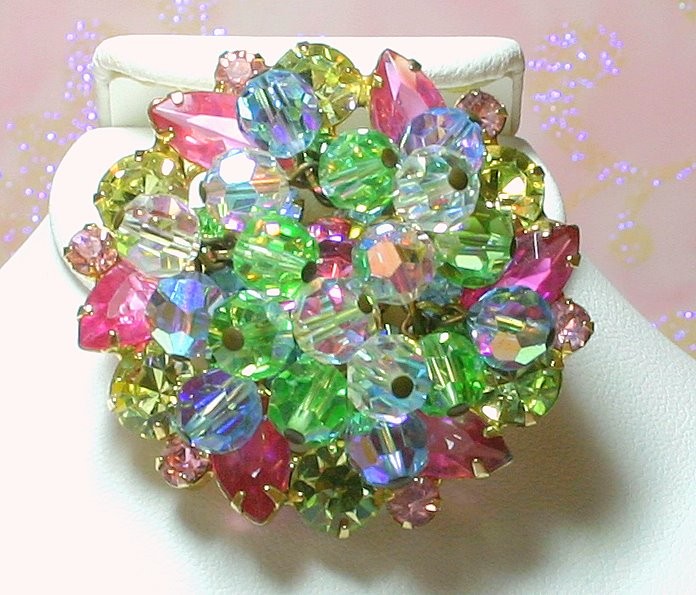 Front view of Pastel Navettes Brooch