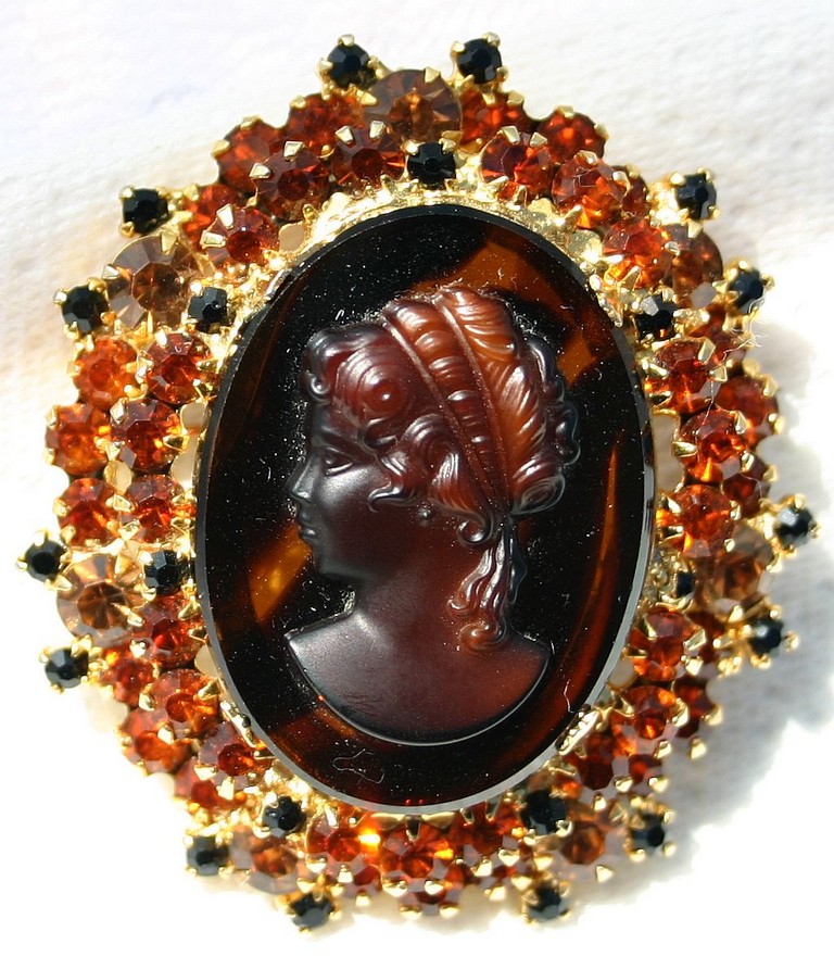 Front view of Topaz Oval Brooch