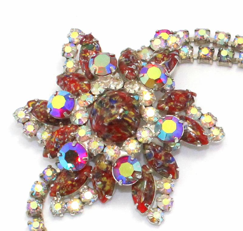 Front view of Red Cabochons Spotted Brooch