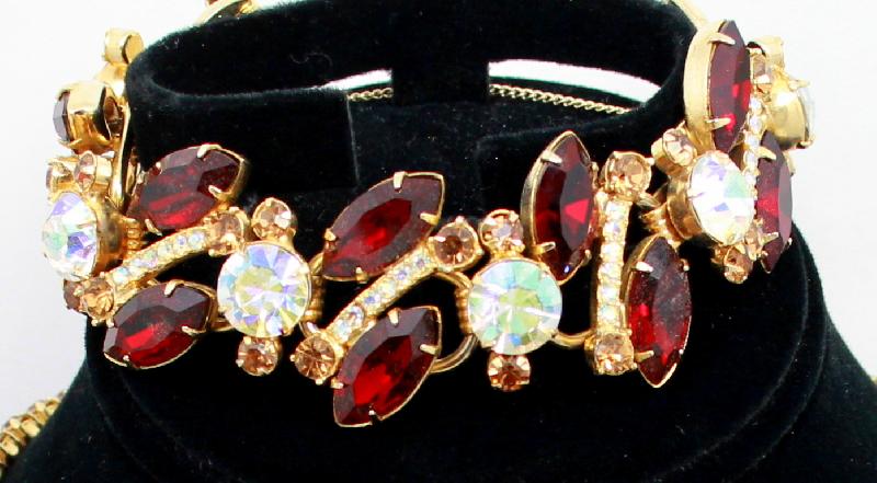 Front view of Red Navettes Bracelet 5 Link