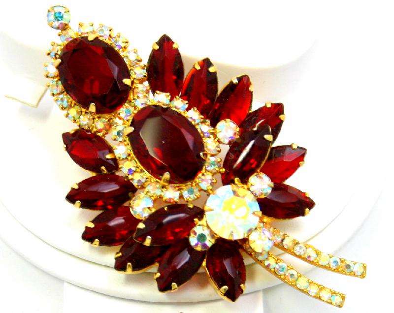 Front view of Red Oval Brooch