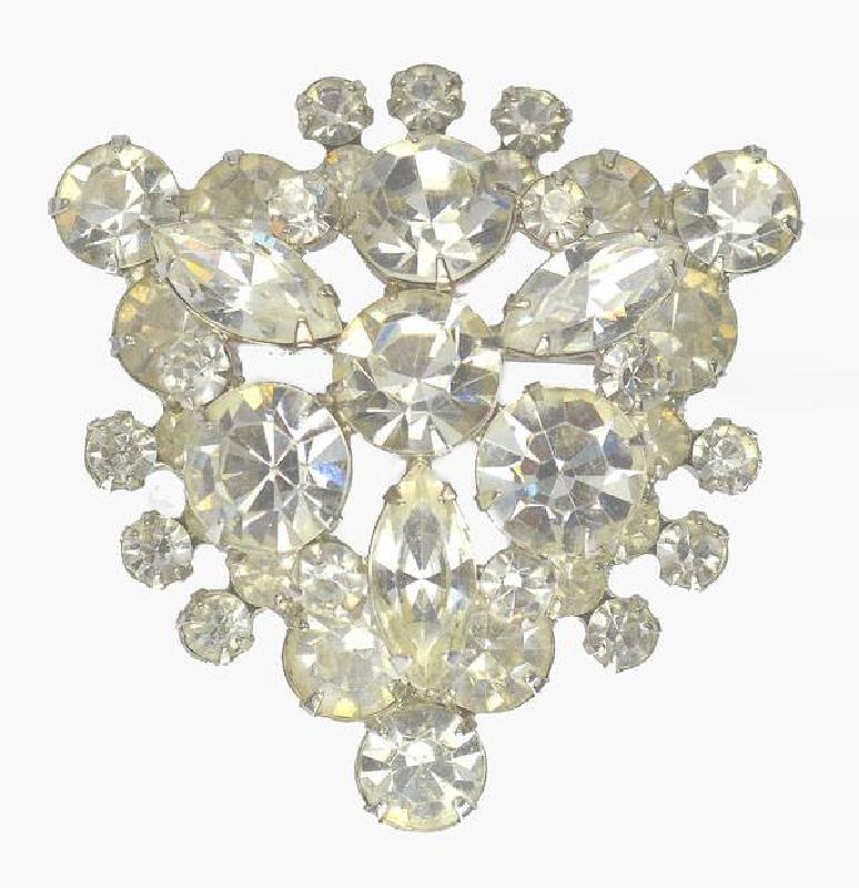 Front view of Clear Navettes Brooch