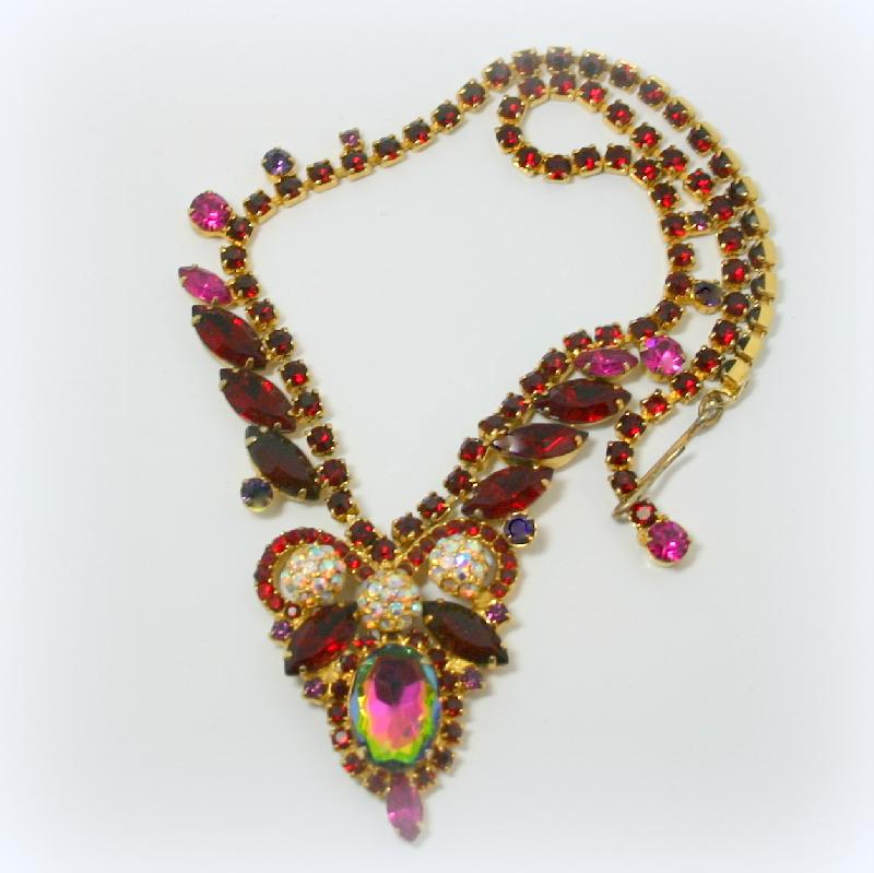 Front view of Red Oval Multi-Color/Shaded Necklace