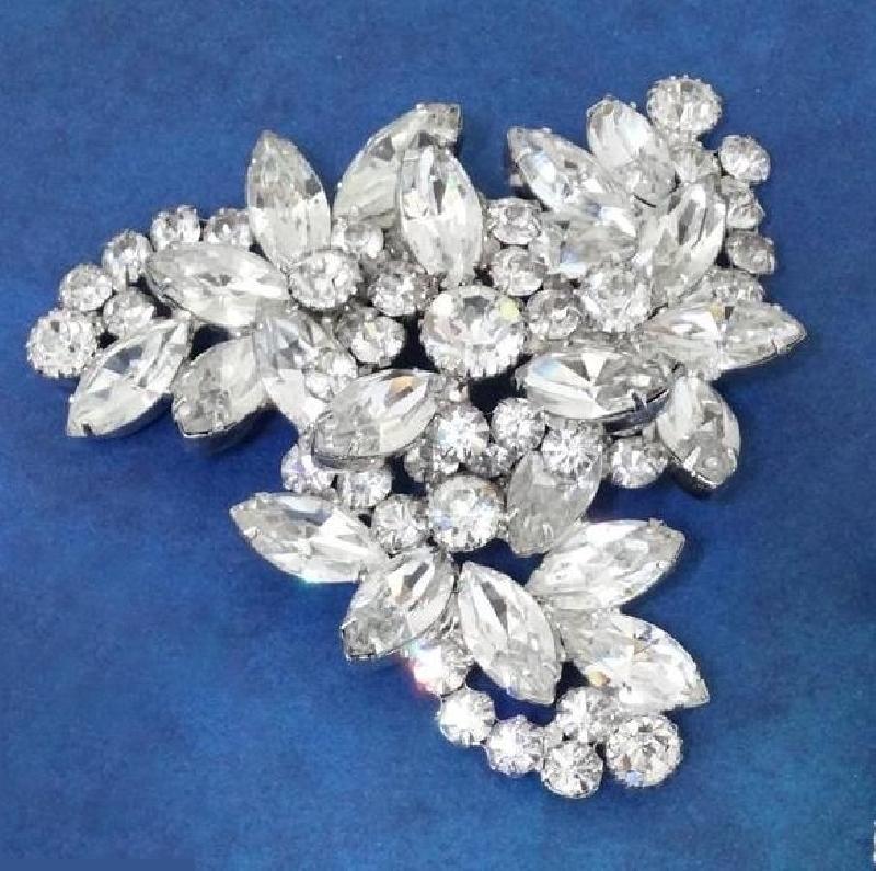 Front view of Clear Navettes Brooch