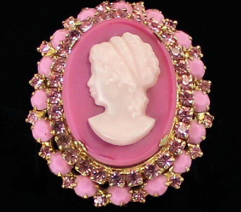 Front view of Pink Oval Brooch