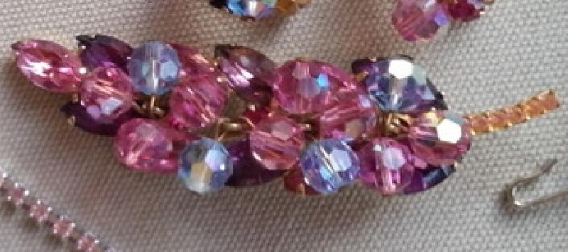 Front view of Pink Navettes Brooch