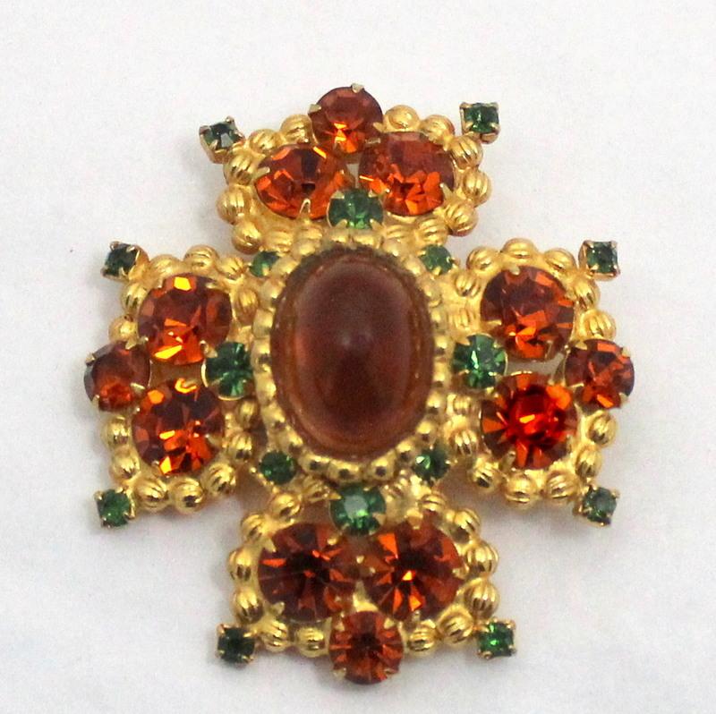 Front view of Topaz Cabochons Brooch