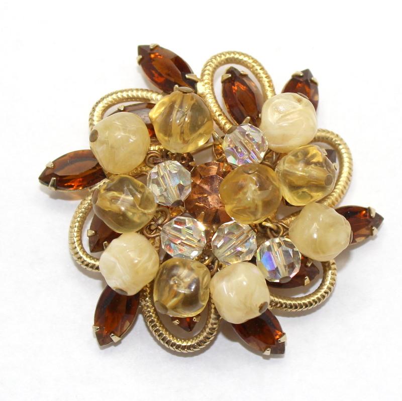 Front view of Topaz Navettes Brooch