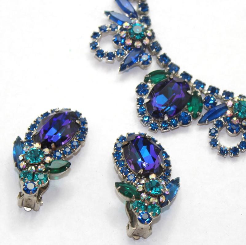 Front view of Blue Oval Multi-Color/Shaded Earrings Clip
