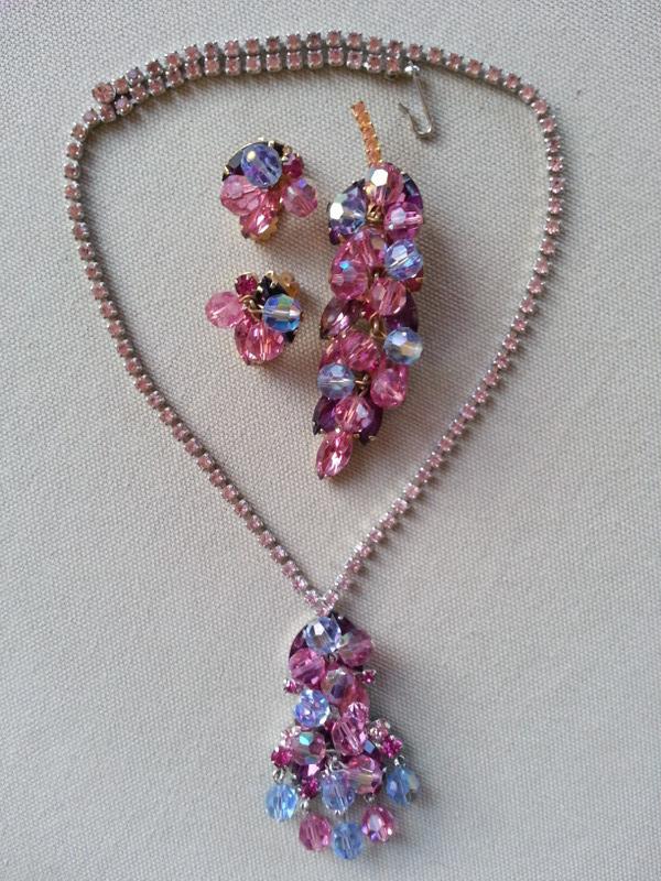 Front view of Pink Navettes Necklace