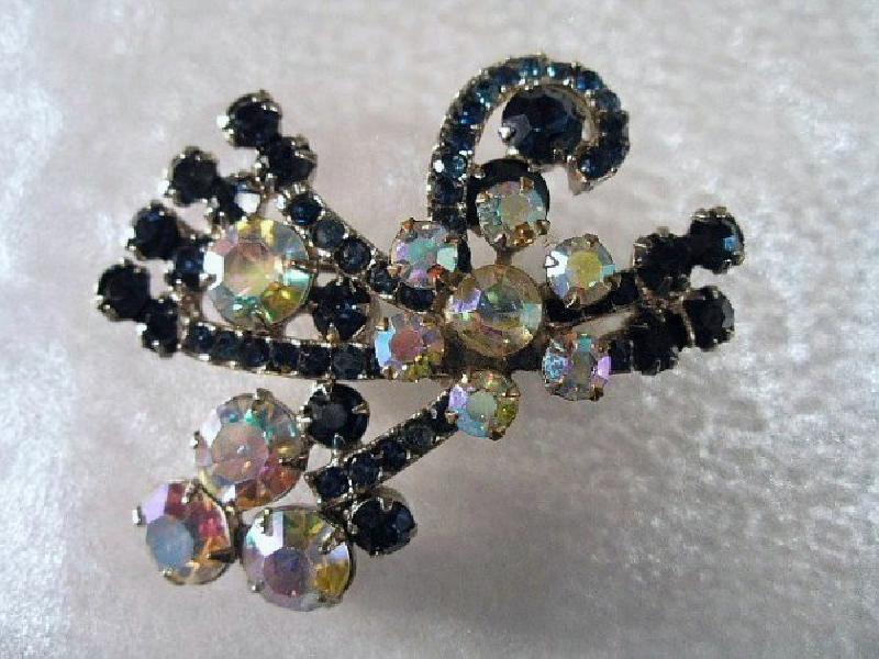 Front view of Blue Chatons Only Brooch