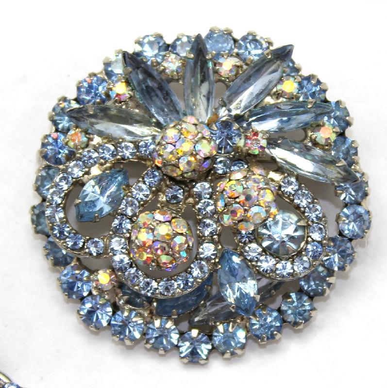 Front view of Blue Navettes Brooch