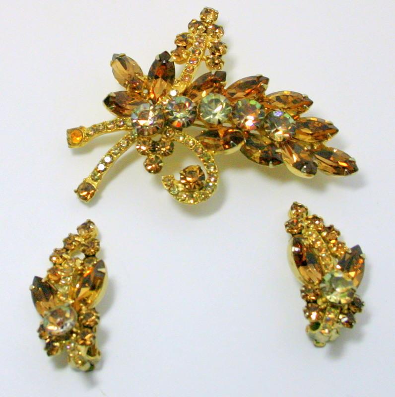 Front view of Topaz Navettes Brooch