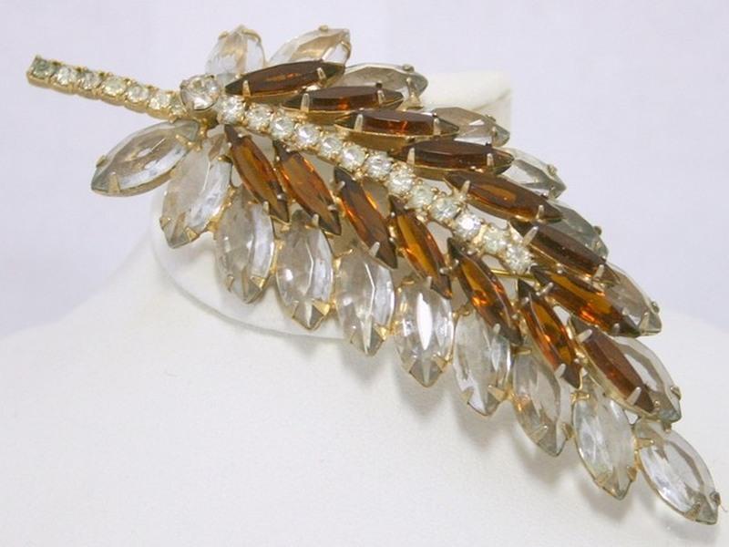 Front view of Topaz Navettes Brooch
