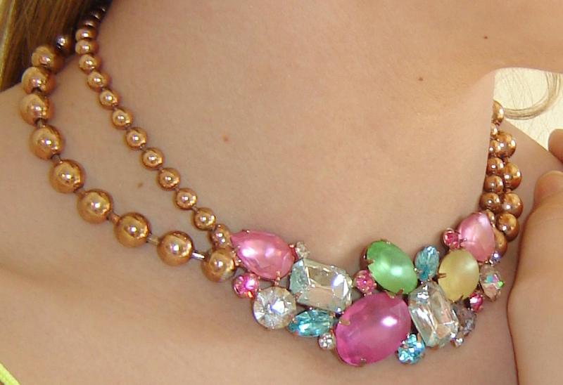 Front view of Pastel Oval Frosted Necklace