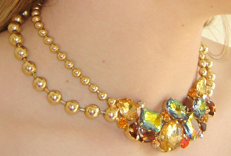 Front view of Topaz Oval Multi-Color/Shaded Necklace