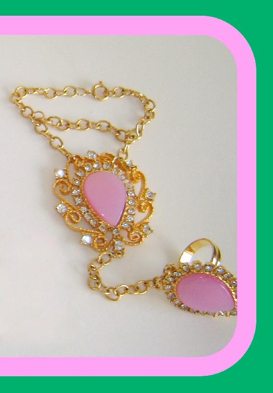 Front view of Pink Pear Plastic Bracelet Slave