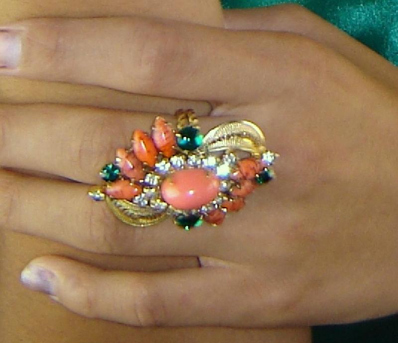 Front view of Orange Cabochons Plastic Rings