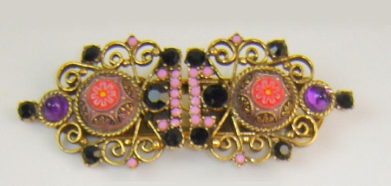 Front view of Pink Cabochons Molded/Cut Dress Clip