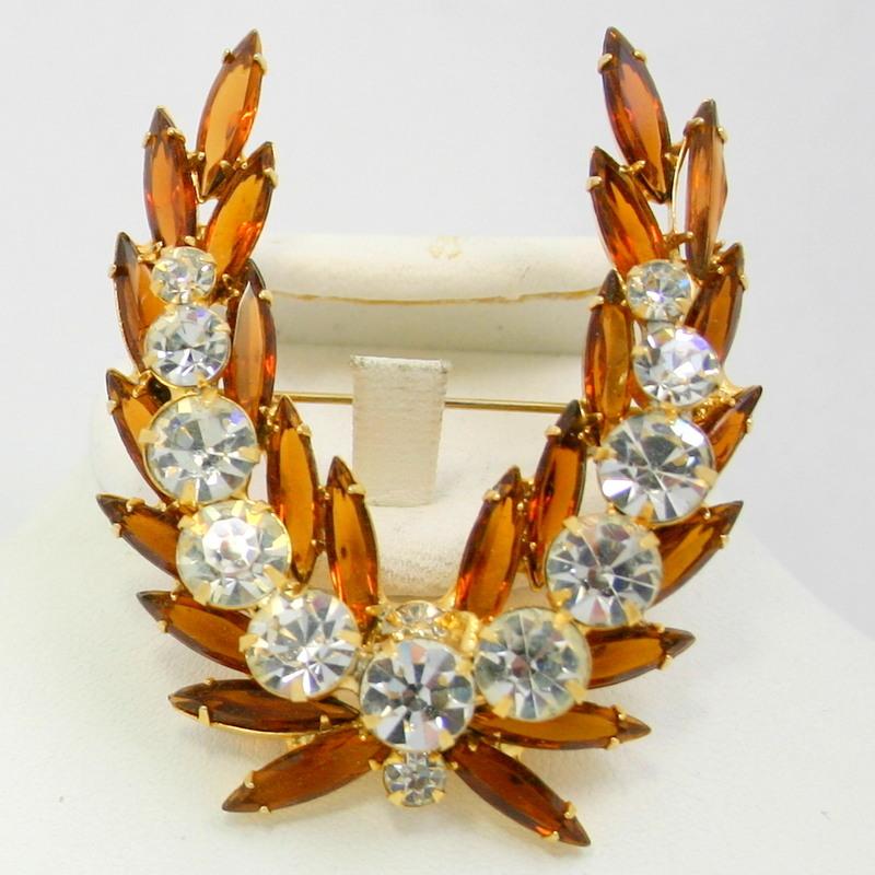 Front view of Topaz Navettes Brooch