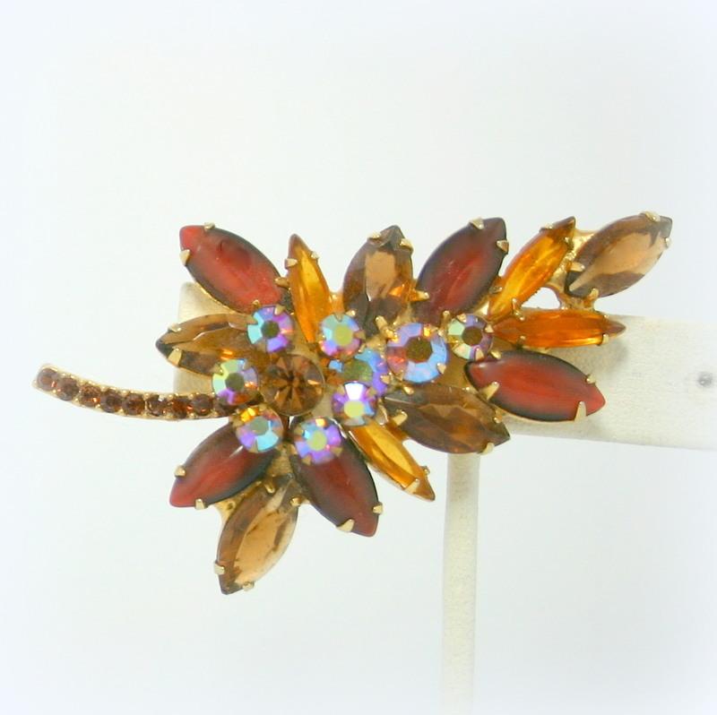 Front view of Topaz Navettes Brooch
