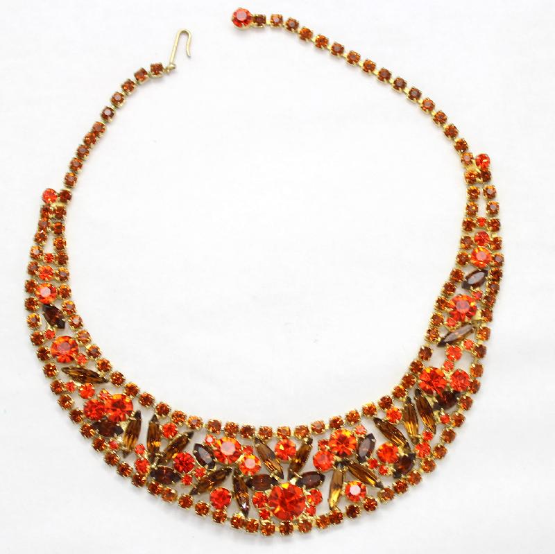 Front view of Orange Navettes Necklace