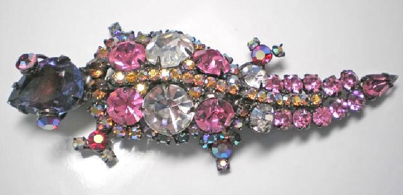 Front view of Pink Pear Brooch
