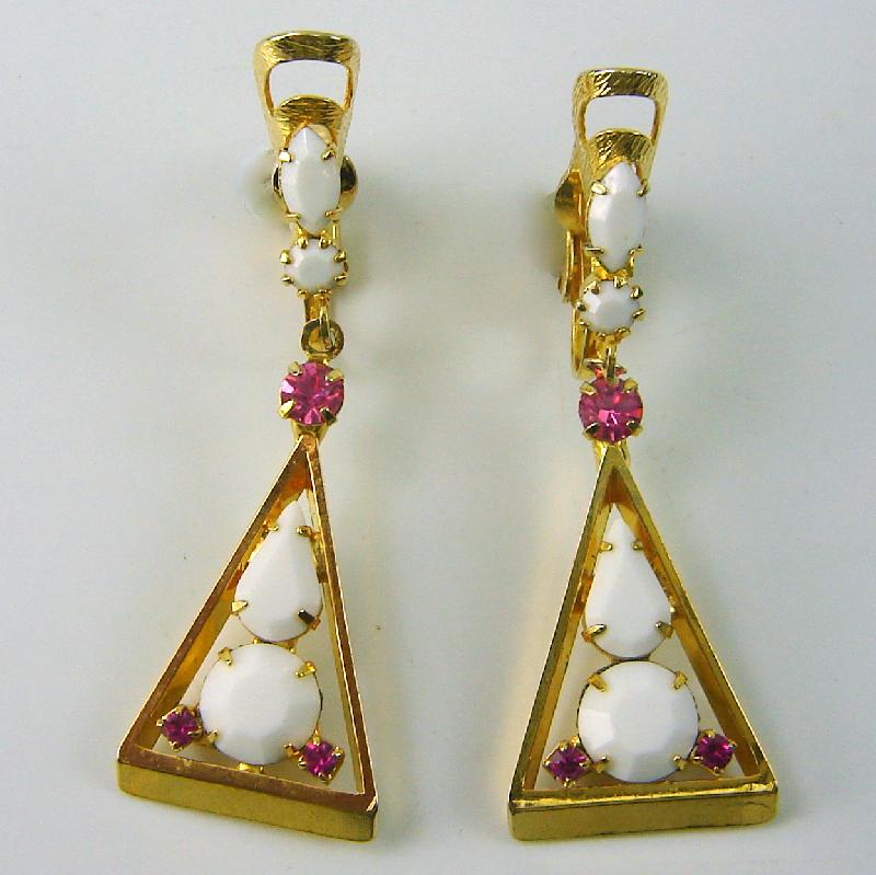 Front view of White (chalk Or Milk) Pear Earrings Pierced