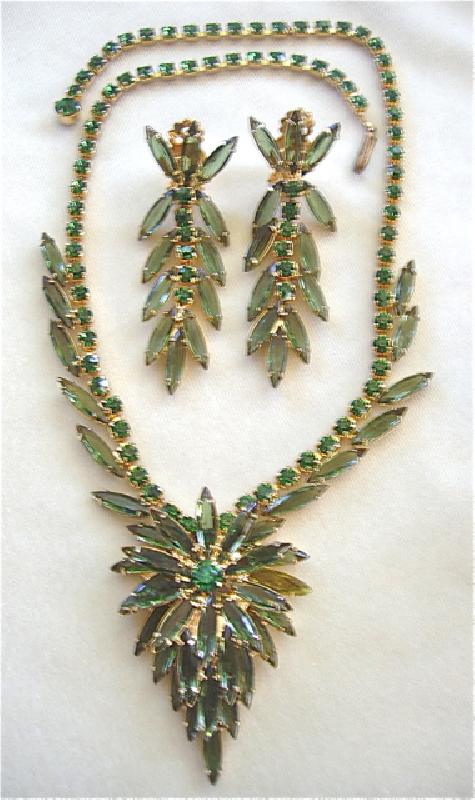 Front view of Green Navettes Necklace