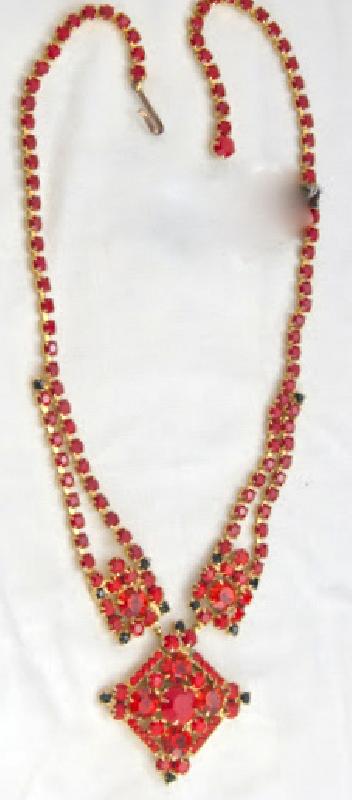 Front view of Red Chatons Only Necklace