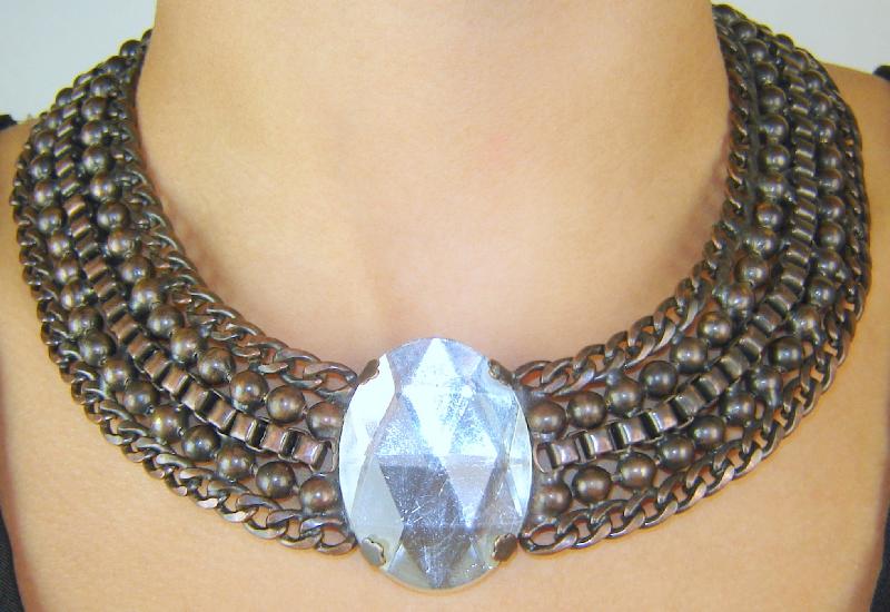 Front view of Clear Oval Plastic Necklace
