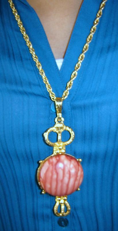 Front view of Pink Chatons Only Plastic Pendant