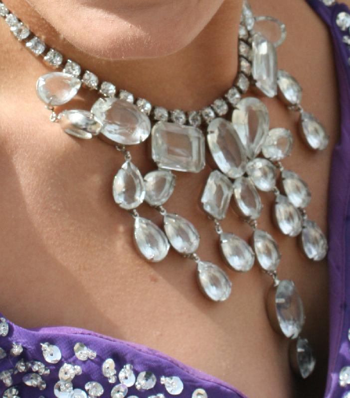 Front view of Clear Pear Necklace