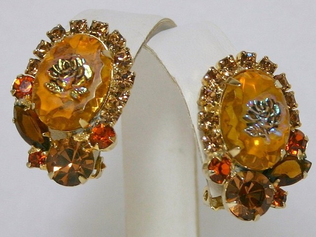Front view of Topaz Oval Molded/Cut Earrings Clip