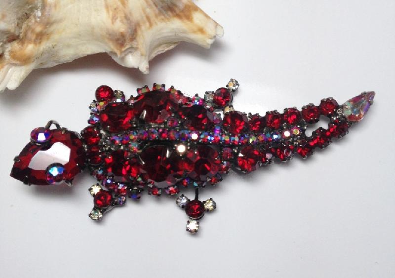 Front view of Red Pear Brooch