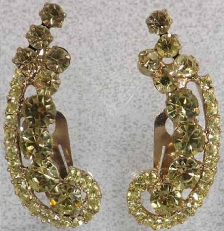 Front view of Yellow Chatons Only Earrings Clip