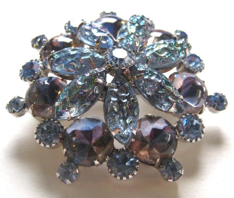 Front view of Blue Cabochons Molded/Cut Brooch