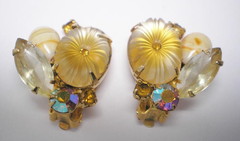 Front view of Yellow Pillowcase Molded/Cut Earrings Clip