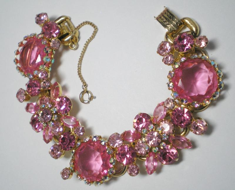 Front view of Pink Framed Disks Bracelet 5 Link