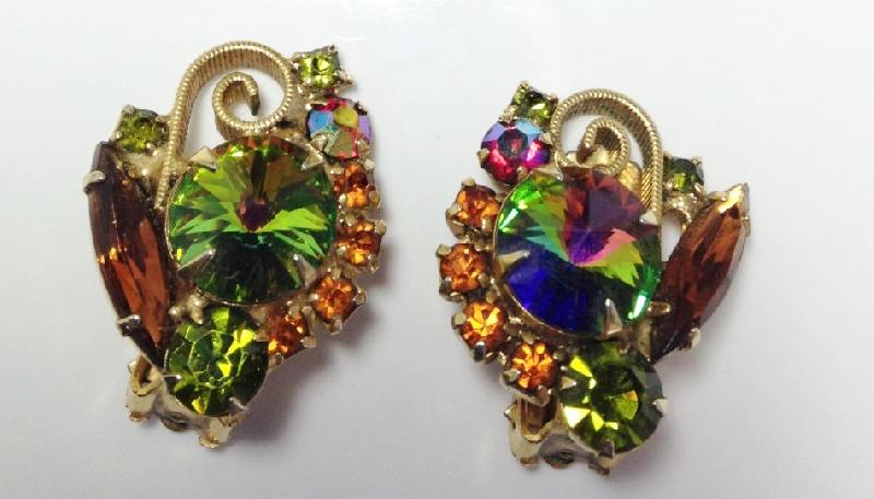 Front view of Topaz Navettes Rivoli/Margarita Earrings Clip