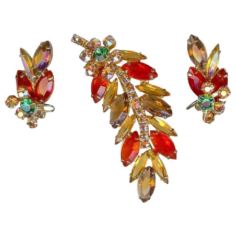 Front view of Multiple Colors Navettes Brooch