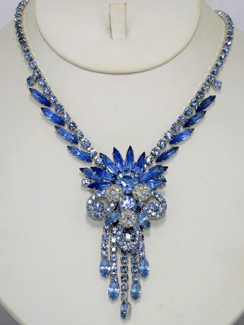 Front view of Blue Navettes Necklace