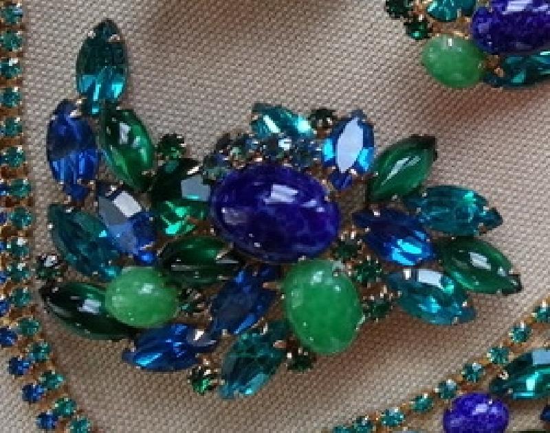 Front view of Blue Cabochons Spotted Brooch