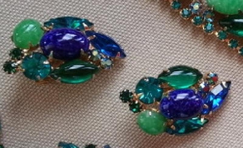 Front view of Blue Cabochons Spotted Earrings Clip