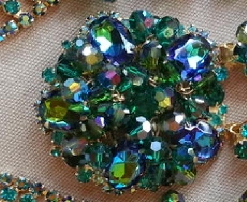 Front view of Green Cabochons Brooch