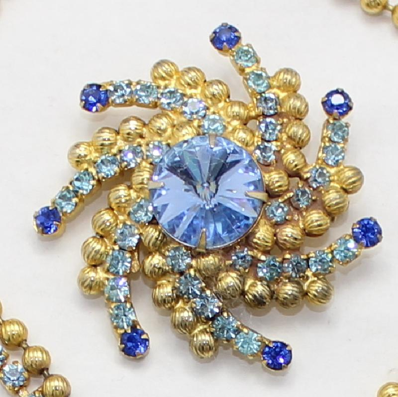 Front view of Blue Chatons Only Rivoli/Margarita Brooch