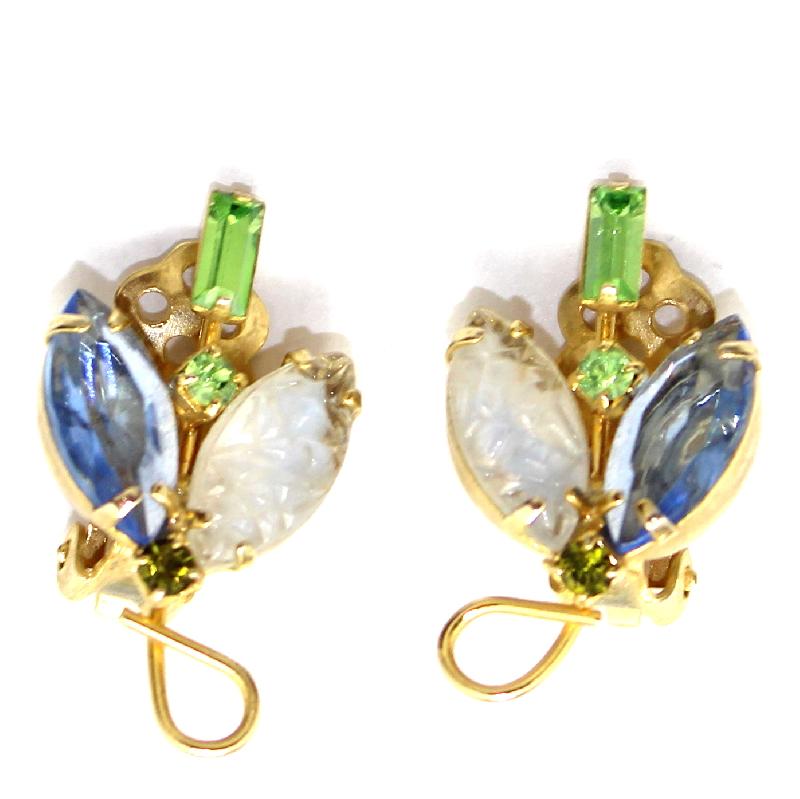 Front view of Multiple Colors Baguettes Molded/Cut Earrings Clip
