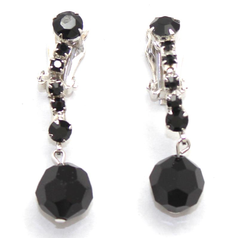 Front view of Black (jet) Chatons Only Earrings Clip