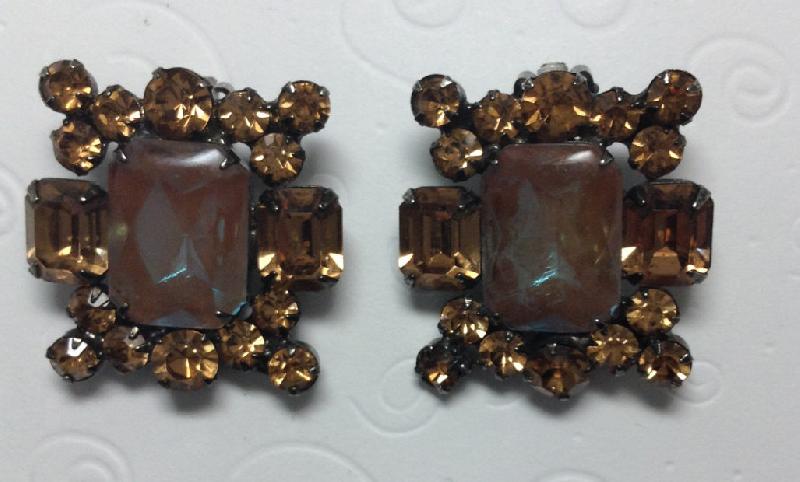 Front view of Topaz Emerald Cut Multi-Color/Shaded Earrings Clip